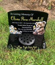 Floral teddy temporary headstone with Base