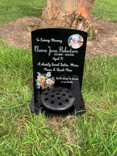 Floral corner with photo temporary headstone with Base