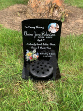 Floral corner with photo temporary headstone with Base