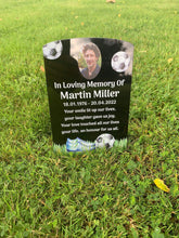 Football temporary headstone with photo