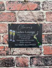 Ladies lounge garden slate sign