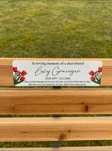 Acrylic tulip bench memorial plaque