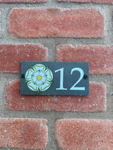 Number slate house sign Yorkshire rose small