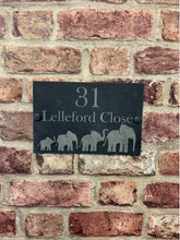 Elephant family slate house sign