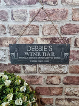 Wine bar garden slate sign