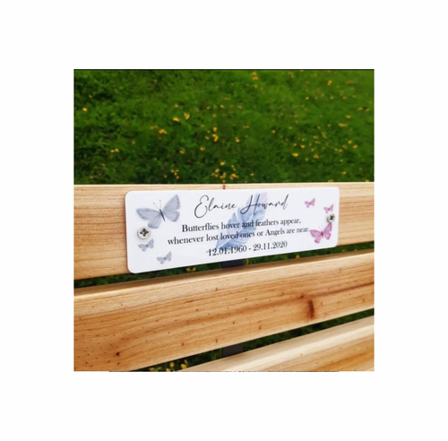 Acrylic Butterfly bench memorial plaque