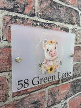 Floral pig acrylic house sign
