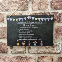 Grandparents house rules slate sign