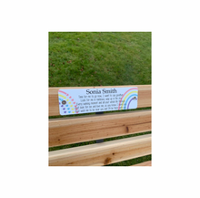 Acrylic rainbow bench memorial plaque