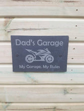 My garage garden slate sign