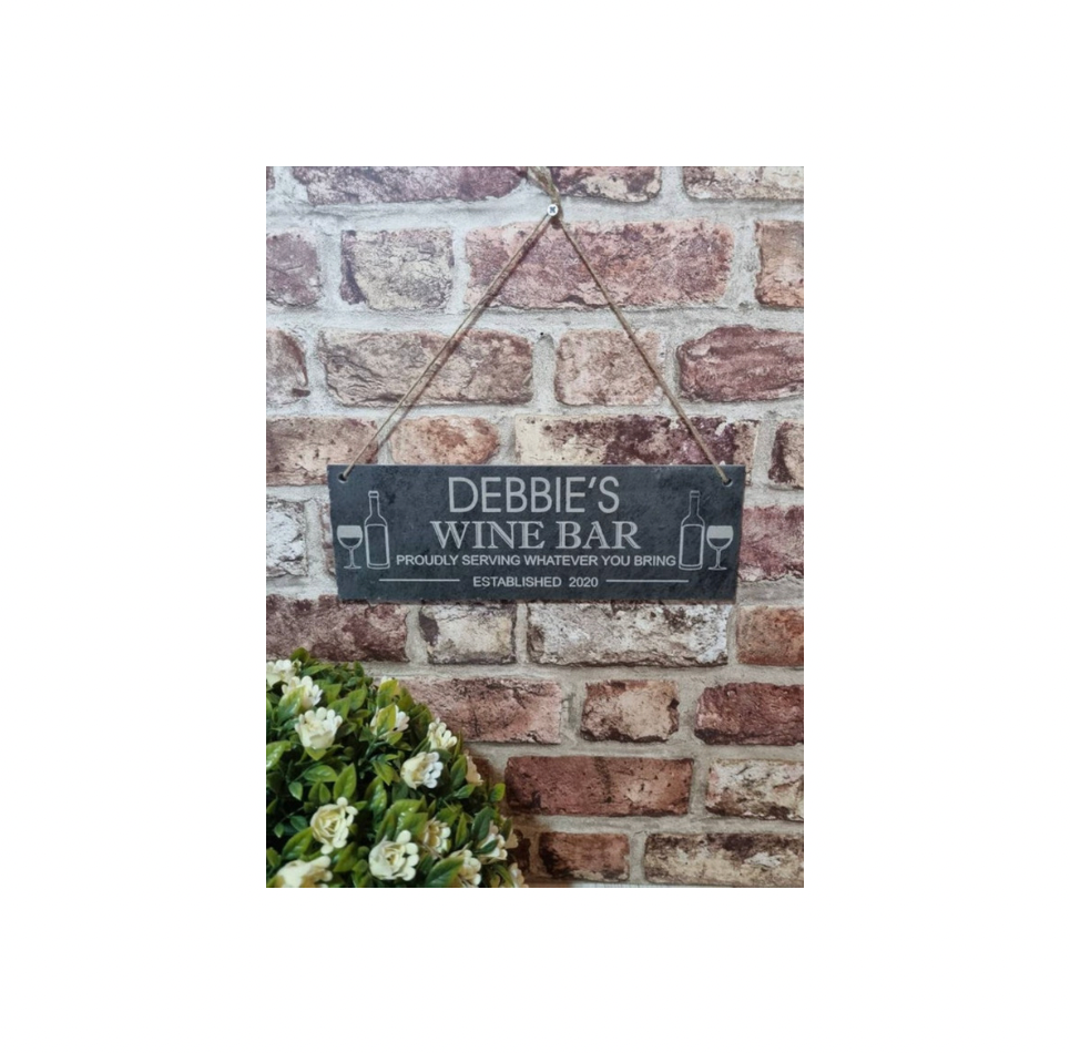 Wine bar garden slate sign