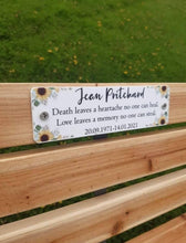 Acrylic sunflower bench memorial plaque