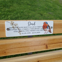 Acrylic robin bench memorial plaque