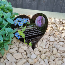 Black heart memorial stake forget me not