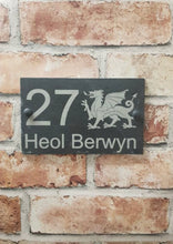Welsh dragon slate house sign