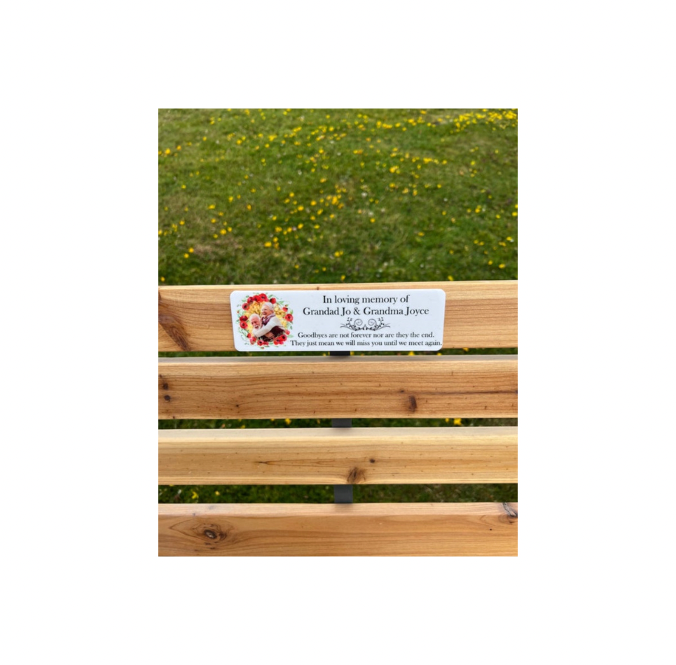Acrylic poppy wreath bench memorial plaque
