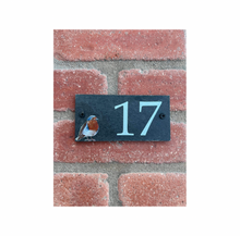 Number slate house sign robin small