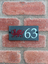 Number slate house sign Welsh dragon small