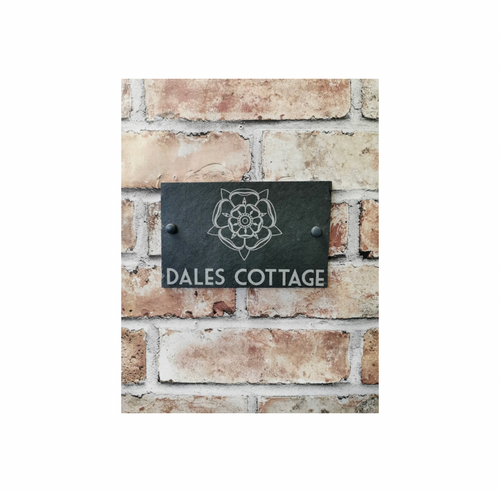 Yorkshire Rose slate house sign