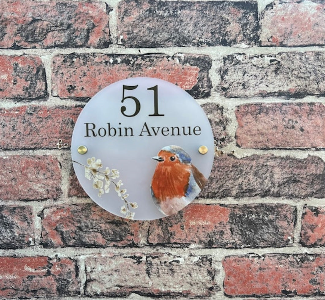Robin acrylic house sign