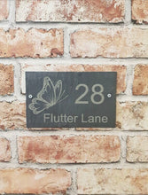 Butterfly slate house sign