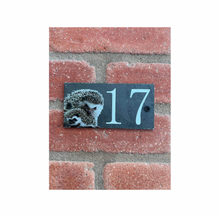 Number slate house sign hedgehog small