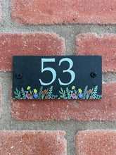 Number slate house sign wild flowers small